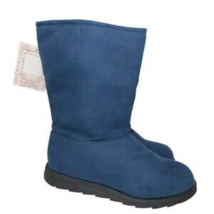 Muk Luks Blue Faux Suede Winter Boots Red Plaid Calf Lining NEW Women’s Size 10